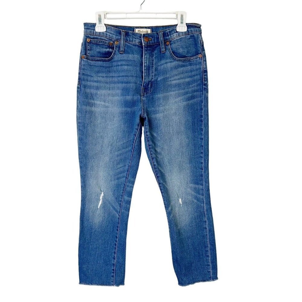 Madewell High Rise Slim Crop Boyjean Jeans Womens Size 27 Frayed